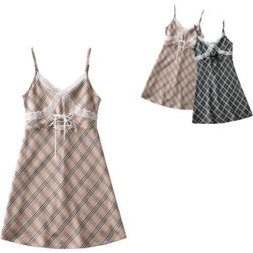 Temperament commuter light familiar wind cross strap dress summer womens lace design backless A-line skirt DLqz2252