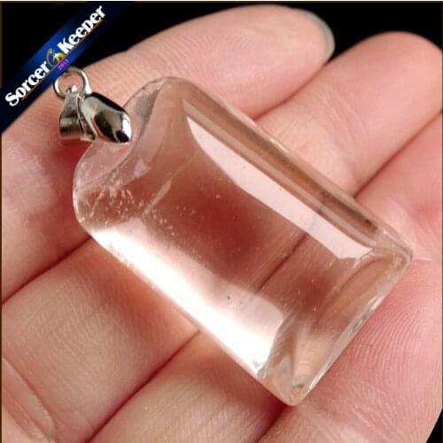 Women Jewelry Necklace Fashion Rare Genuine Natural Stone Red Rabbit Hair Fur Rutilated Quartz Crystal Polished Pendant YS243
