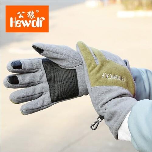 Hewolf Winter Thickened Fleece Gloves Outdoor Camping Warm Touch Screen Tactical Hiking Gloves Guantes Ciclismo Skiing Gloves