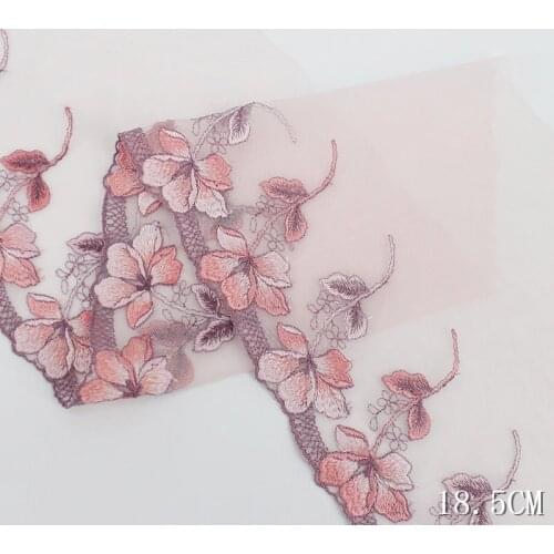 2Yards Embroidered Lace Trim Purple Pink Green Lace Ribbon Fabric DIY Crafts Sewing Accessories Wedding Hair Garments Supplies