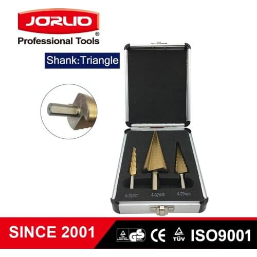 3PCS Cobalt Step Drill Bit Titanium Cone Hole Cutter Power Tools Metal Woodworking with Case