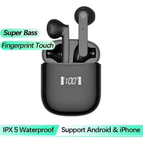 Bass Sound Bluetooth Earphone 5.0 True Wireless Earbuds TWS Earphones Waterproof Earbud Touch Control Bluetooth Earphones