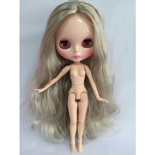 Free shipping cost joint body Nude blyth Doll silver gray hair Factory doll Suitable For DIY Change BJD Toy For Girls