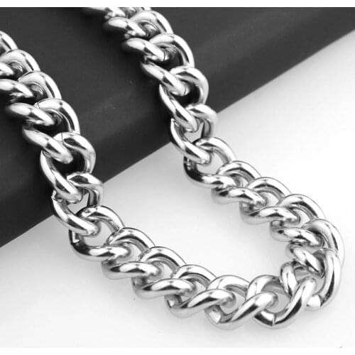 13/15mm Punk Jewelry Mens Necklace Bracelet Male Gift Curb Cubas Chain High Quality Stainless Steel Choker Wholesale Tiasri