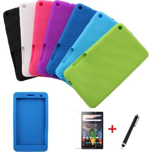 For Huawei MediaPad T1 7.0 Screen tablet T1 701U BGO-DL09 Lte T1-701UA Rubber back Case T1-701u Soft TPU Silicone Cover+film+pen