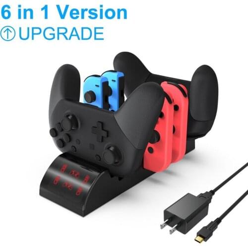 6 in 1 Multi Function Controller Charger Dock Station for Nintendo Switch Joy Con Pro Controller and Pokeball Game Accessories