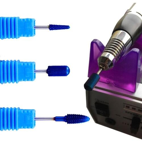 3 Types Blue Tungsten Carbide Burrs Nano Coating Nail Drill Bit Metal Bits For Manicure Electric Nail Drill Accessories