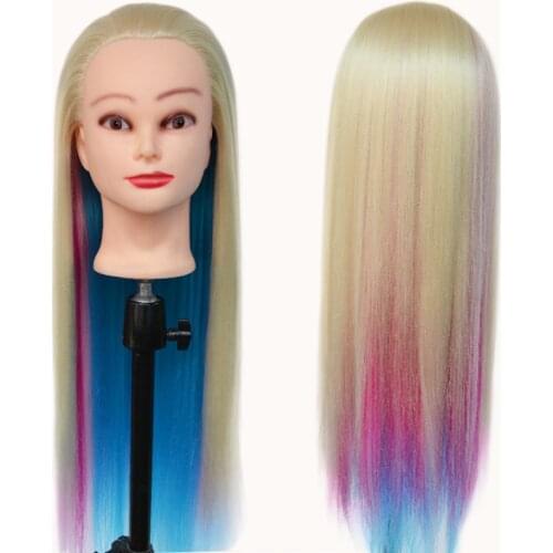 Mannequin Head Hairstyles 80cm Synthetic Hair Head Dolls For Hairdressers Female Hairdressing Training Head Mannequins For Sale