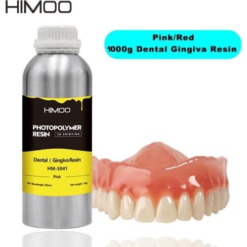 Himoo Liquid Photopolymer Resin Dental Flexible Resin for Impresora 3D Resina Grande Creality 3D Gingiva Mask Photopolymer Resin