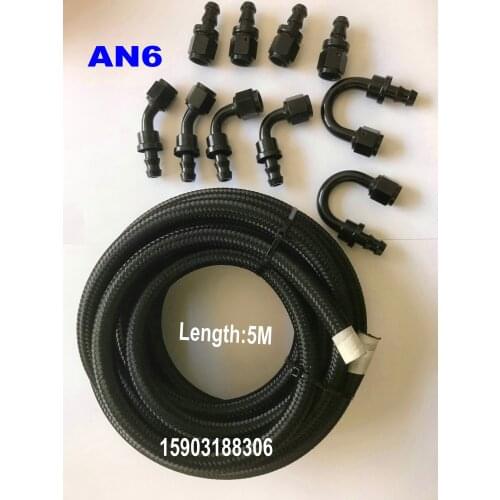 KFAFINENE AN6 Braided Fuel Pipe Oil Cooler Hose With Push On Fittings Adapter