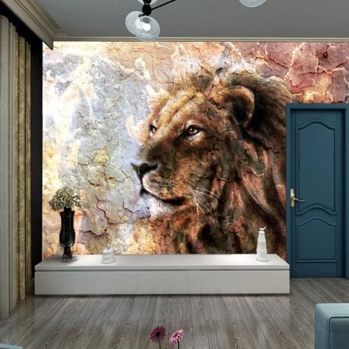 Custom Classical Lion 3d Painting Wallpaper Wall for Living Room Sofa TV Background Murals Paper Home Self Adhesive Vinyl Rolls
