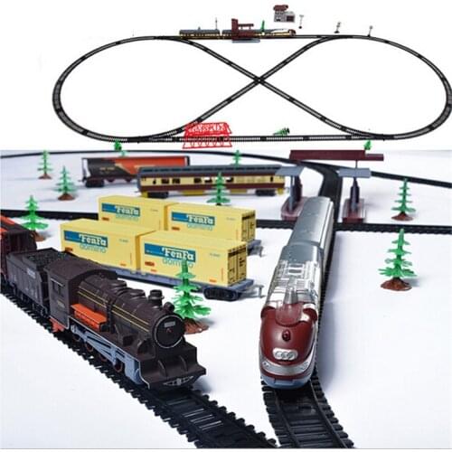Classic assembly Retro steam train/Modern Train Set electric railway car toys for children With sound &Light
