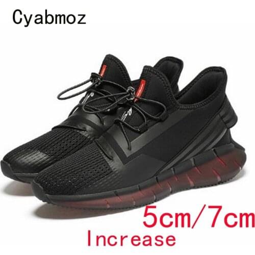 Cyabmoz Men shoes 5cm and 7cm Height incresing sneakers Elevator Breathable Mesh Man Outdoor Leisure White Balck Casual Shoes