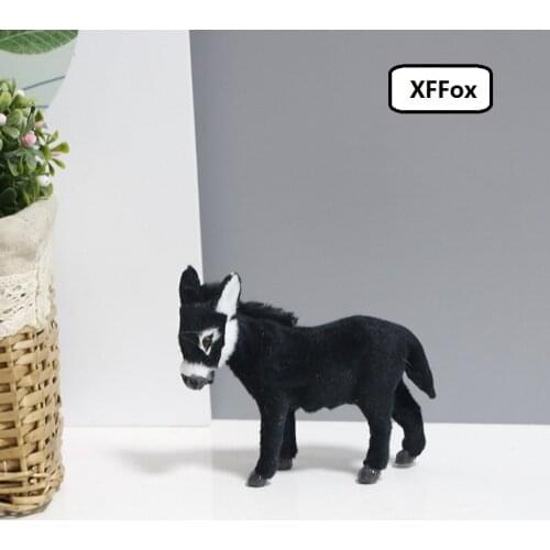 Small simulation donkey model polyethylene&furs real life black donkey doll gift about 12cm xf2644