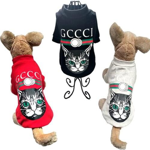 Fashion Pet Dog Clothes Sweatshirt Hoodie For Summer Cute Coat Puppy pet vest Dog Clothes with cat pattern XS-XL
