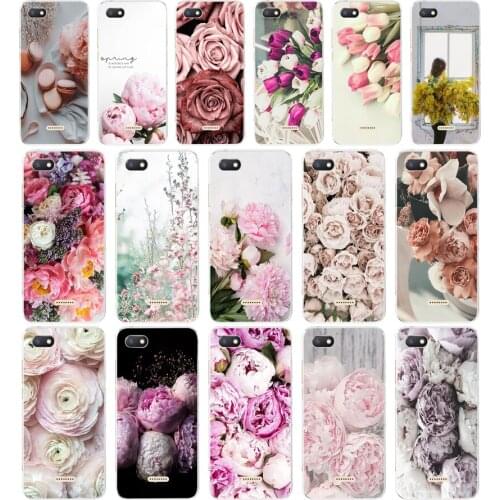 172SD 1807T Drawn Peony Delicate Flower Soft Silicone Tpu Cover phone Case for xiaomi redmi 6 Pro 6A note 5 6 Pro mi 8 lite