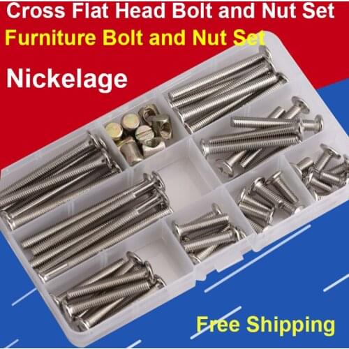 M6 Furniture Hardware Accessories Bolt and Nut Combination Set Cross Flat Head Screw Hammer Nut Hexagon Socket Bolt Flange Nut