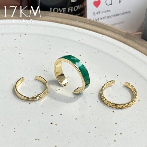 17KM Trendy Gold Sliver Color Chain Rings Set For Women Fashion Geometric Star Moon Ball Heart Ring 2021 Party Jewelry