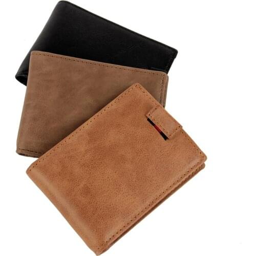 2020 new RFID anti-theft leather wallet retro classic casual mens short leather wallet dollar clip multi position card bag