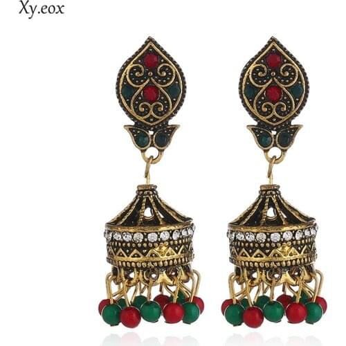 New Earrings Retro National Wind Hollow Carved Bells Alloy Earrings
