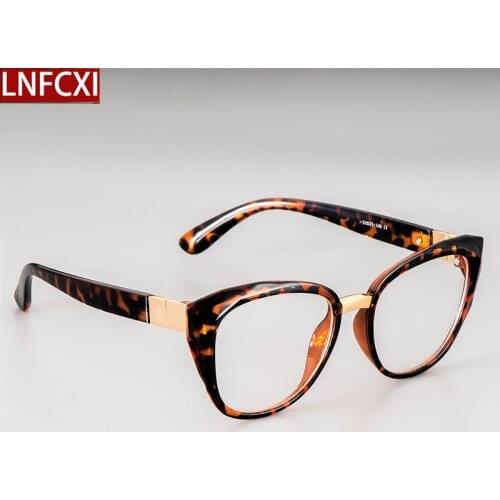 LNFCXI Anti-blue Light Cat Eye Retro Plastic Titanium Glasses Frames Ultralight Men Women Optical Fashion Computer EyeGlasses