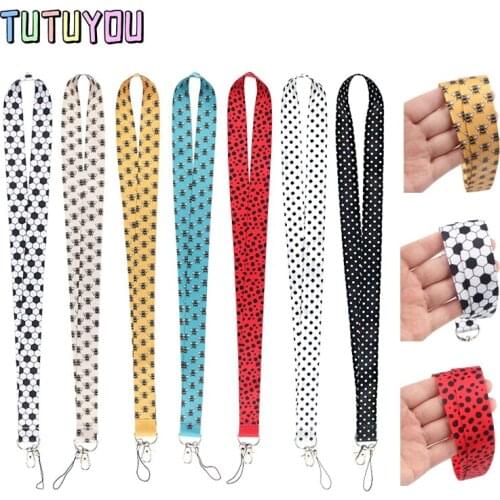 PC2361 Little Bee Black White Dots Ladybug Football Pattern Painting Art Lanyard Neck Strap For Phone Keys ID Card
