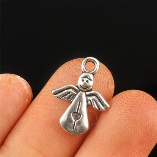 24pcs/lot Guardian Angel Charms Tibetan Silver Color Tone Pendant Aesthetic Accessories Handmade DIY Jewelry Making Supplies
