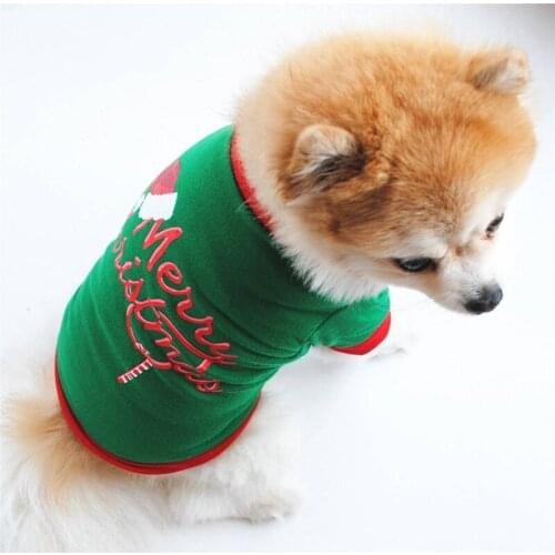 Christmas Merry Christmas Pet Dog Cat Clothes Cotton Shirt For Pet Puppy Warm Letter Print Costumes Vest Cute Cartoon Apparel