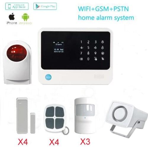 WIFI GSM Alarm Systems IOS/Android APP management 433MHz outdoor sirens House Security Alarm System with PIR motion detector