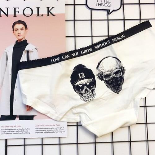 SP&CITY Skull Punk Rock Fashion Sexy Panties Women Cotton Seamless Briefs Soft Cute Girls Underwear Brazilian Panties Female