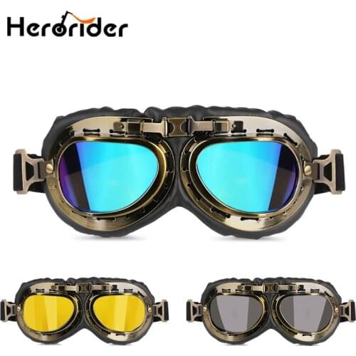 Fishberg Black Vintage Motorcycle Goggles Bike Motorbike Retro Moto Goggles Helmet Scooter Glasses Motorcycle