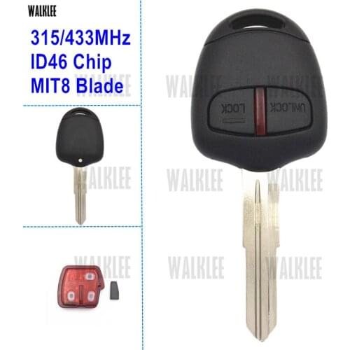 WALKLEE Remote Key Fit for MITSUBISHI Outlander Pajero Triton ASX Lancer 315MHz or 433MHz