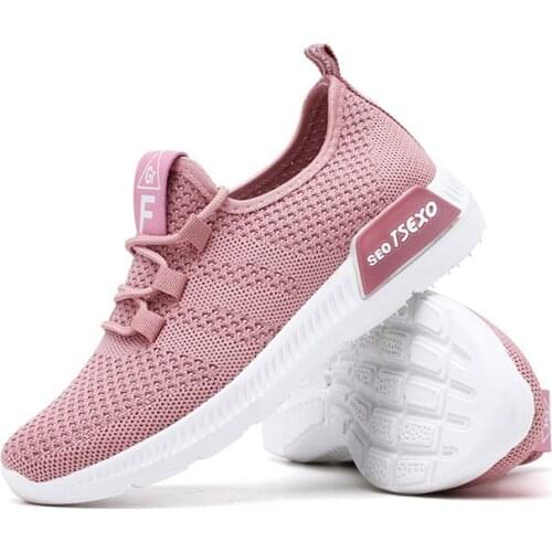 Womens Shoes 2021 Spring New Running Shoes Comfortable Woven Breathable Mesh Sports Shoes Women Shoes Y
