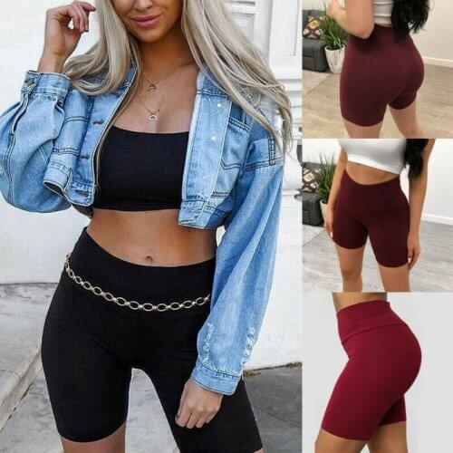 Womens Sports Shorts High Waist Athletic Gym Workout Yoga Leggings Solid Color Breathable Yoga Shorts Skinny Fitness Short Pant