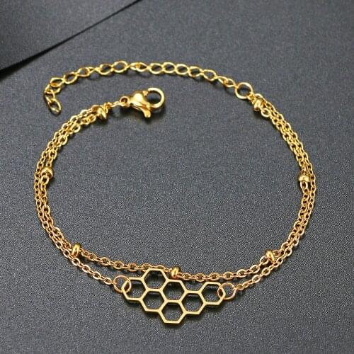 Stainless Steel Bracelets Honeycomb Classic Fashion Style Double Layer Bracelet For Women Fine Fashion Jewelry Wedding Gifts