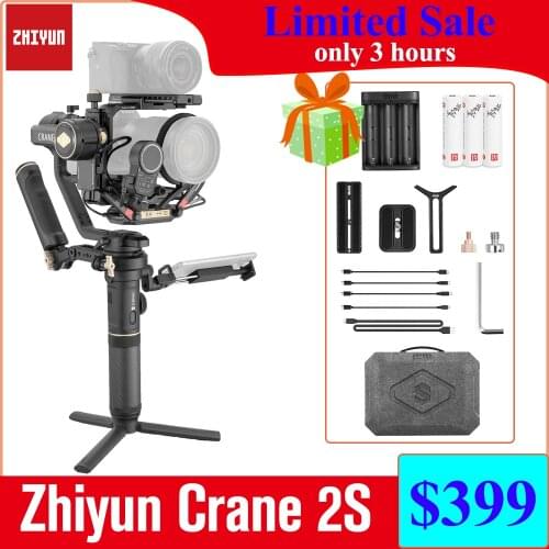 Zhiyun Crane 2S 3-Axis Handheld Gimbal Stabilizer for DSLR Camera, for Sony α9 α7R4 α7M3 Nikon D850 Canon EOS R Panasonic GH5