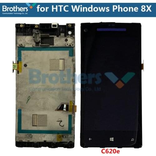 LCD Screen For HTC 8X C620e LCD Display Touch Screen Digitizer for HTC Windows Phone 8X LCD Assembly With Frame Replacement Top
