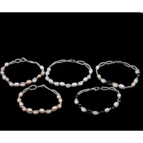 5-6mm Real Freshwater pearl Bracelets Bangles for women Charms Fashion Natural Pearl Bracelet Beads Bangle Jewelry Accessories