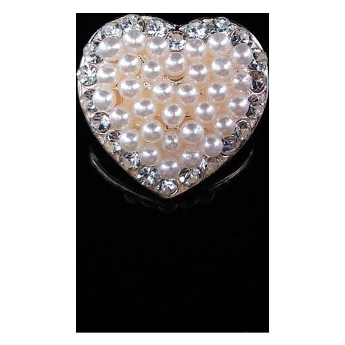 50pcs Heart Pearl Crystal Flatback Rhinestone Applique Accessories Hairpin Hair Clip Wedding Shoes Bag Dress Decor Embellishment