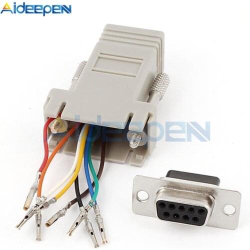 DB9 Male to RJ45 Female M/F DB9 Female to RJ45 Female F/F RS232 Module Adapter Connector Convertor Extender