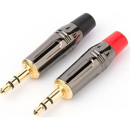 2pcs 3.5mm Jack Audio Jack 3 Pole Gold Plated Headphone Plug Solder DIY Replace mobile phone Earphone Cable 3.5 mm AUX Connector