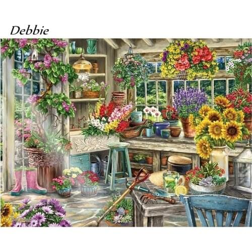 Full Square/Round Drill DIY Diamond Painting Flower House Embroidery Cross Stitch Rhinestones Home Decoration