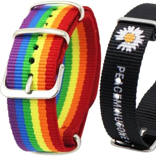 2PCS Daisy Strap Bracelets for Girls Boys Rainbow Wristband Women Men Bracelet Cotton Linen Adjustable Charm Couple Jewelry 2021