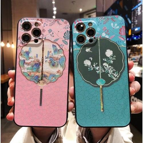 Luxury Vintage Palace Flowers Relief Soft Phone Case For Iphone 12 Pro MAX 11 Mini X XR XS SE 2020 7 8Plus Shockproof Cover capa