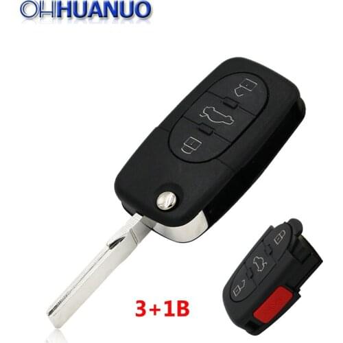 3 +1 Buttons Remote Key Shell for Audi A4 A6 A8 S4 S6 S8 Cabriolet allroad TT Uncut Case (Large Battery Position)