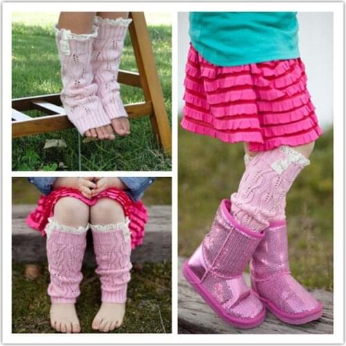 Kids' Fashion Little Girls' Knitting Leg Warmers Crochet Lace Trim Buttons Children Leg Warmers Winter Kid Boot Socks