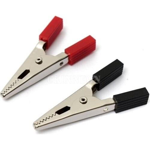DHL 200 PCS Insulated Crocodile Clips Plastic Handle Cable Lead Testing Metal Alligator Clips Clamps 49mm