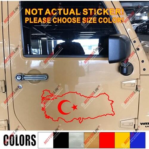 Flag Map of Turkey Decal Sticker Car Vinyl pick size color no bkgrd Turkish b