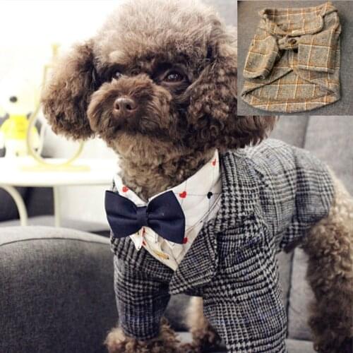 Fleece Winter Dog Coat Suit,Warm Puppy Woolen Coat Suit Wedding Wear Poodle Teddy Pug Bichon Classic Design Dog Suit Bulldog