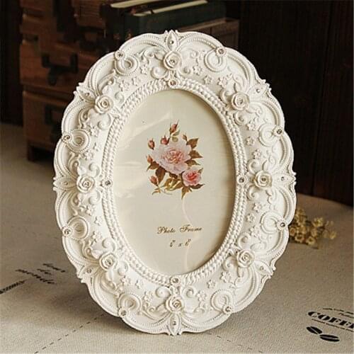 EU Retro Style Photo Frames White Stereo Handmade Pastoral Home Living Room Photo Wedding Frame Desktop Ornaments